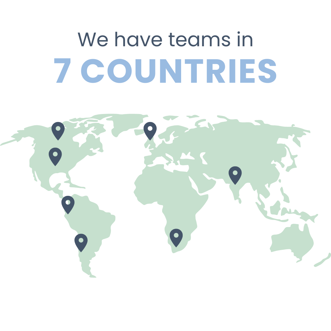 Map showing we have teams in 7 countries